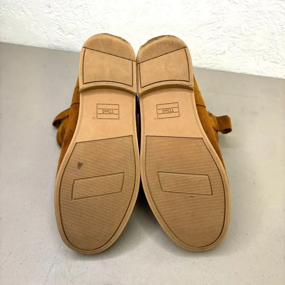 TOMS Laurel Cinnamon Faux Suede Sunset Stripe Slouch Ankle Bootie Girls Size 4 M